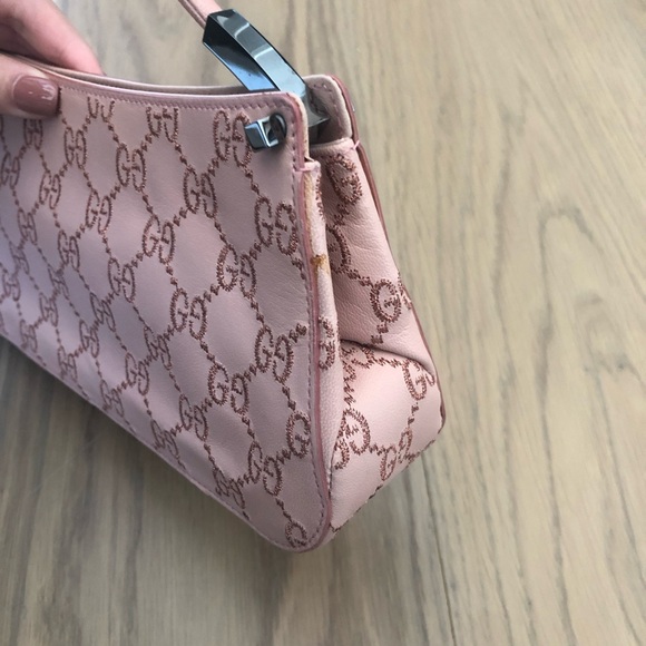 Vintage Gucci pink leather monogram shoulder bag - Picture 5 of 9